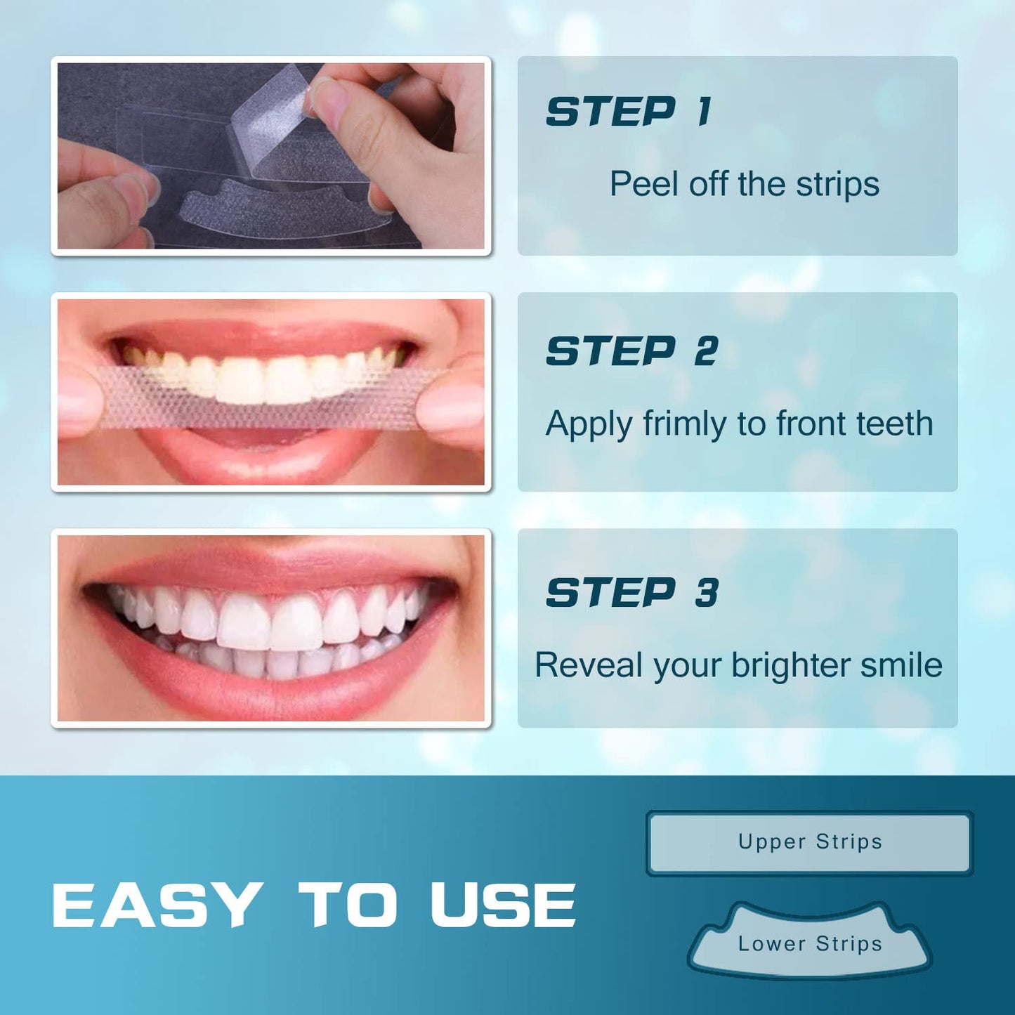 Teeth Whitening Strip - Whitening Strips for Teeth Sensitive, Professional Teeth Whitening Strips, Fast Remove Smoking, Coffee, Wine Stains, Teeth Whitening Kit Pack of 28 Non-Slip Strips