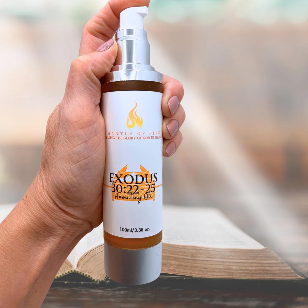 Exodus 30:22-25 Anointing Oil 100ml/3.38 oz. Recipe God gave to Moses - 500 shekels of liquid myrrh, 250 shekels of fragrant cinnamon, 250 shekels of fragrant calamus, 500 shekels of cassia and a hin of olive oil. Comes in a top of the line spill proof, s