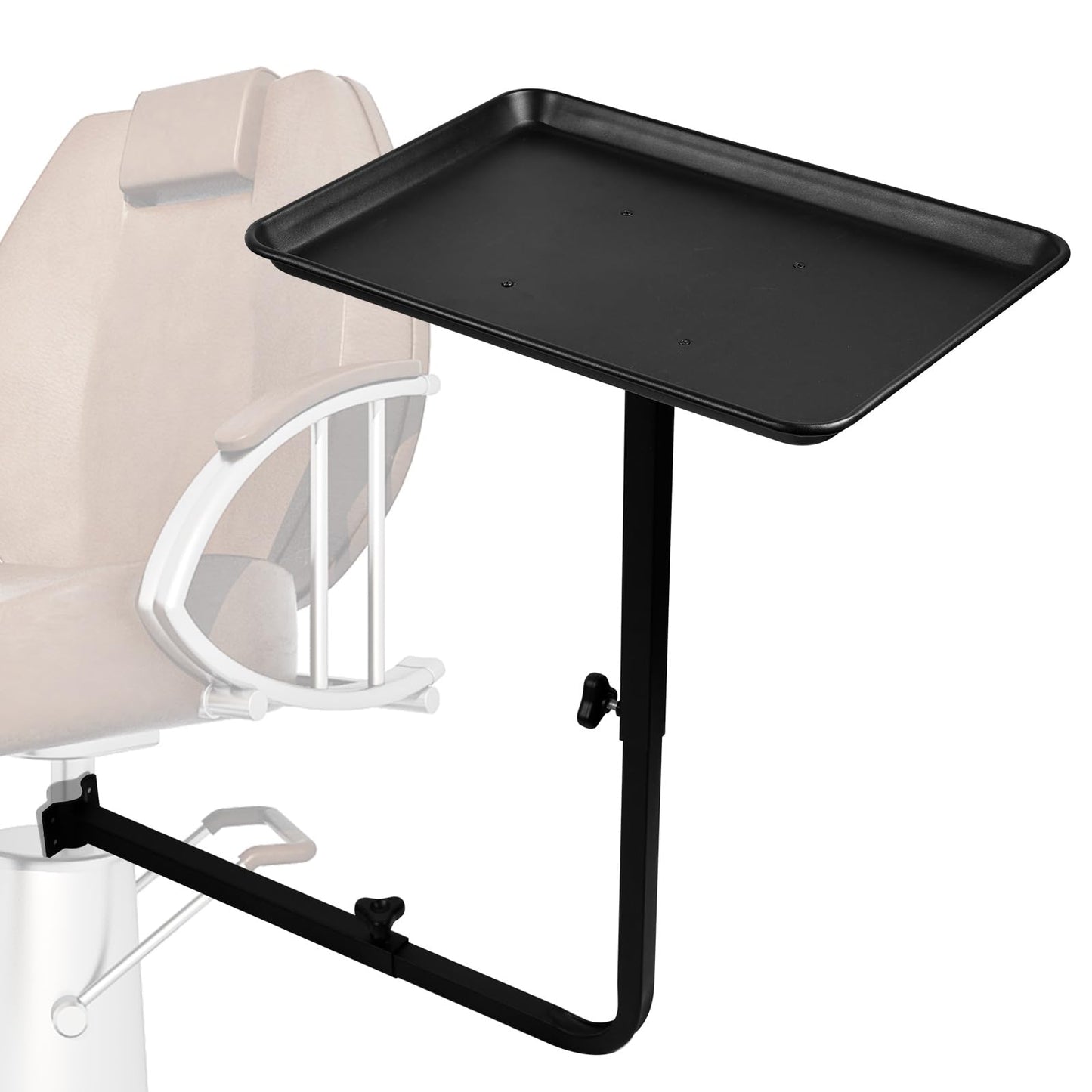 Salon Tray Attached to Chair, Adjustable Height Salon Holder, Barber Chairs Tray, Hair Stylist Attachment Storage Organizer for Hairdressing Tools Combs, Salon Tattoo Spa Equipment Accessories