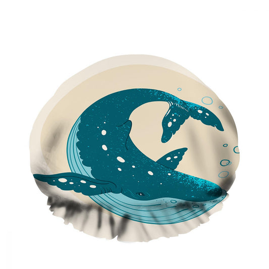 Ceutoiy Reusable Shower Cap Double Waterproof Layers Bathing Hat Blue Whale Shower Cap Swimming in The Underwater Bubble