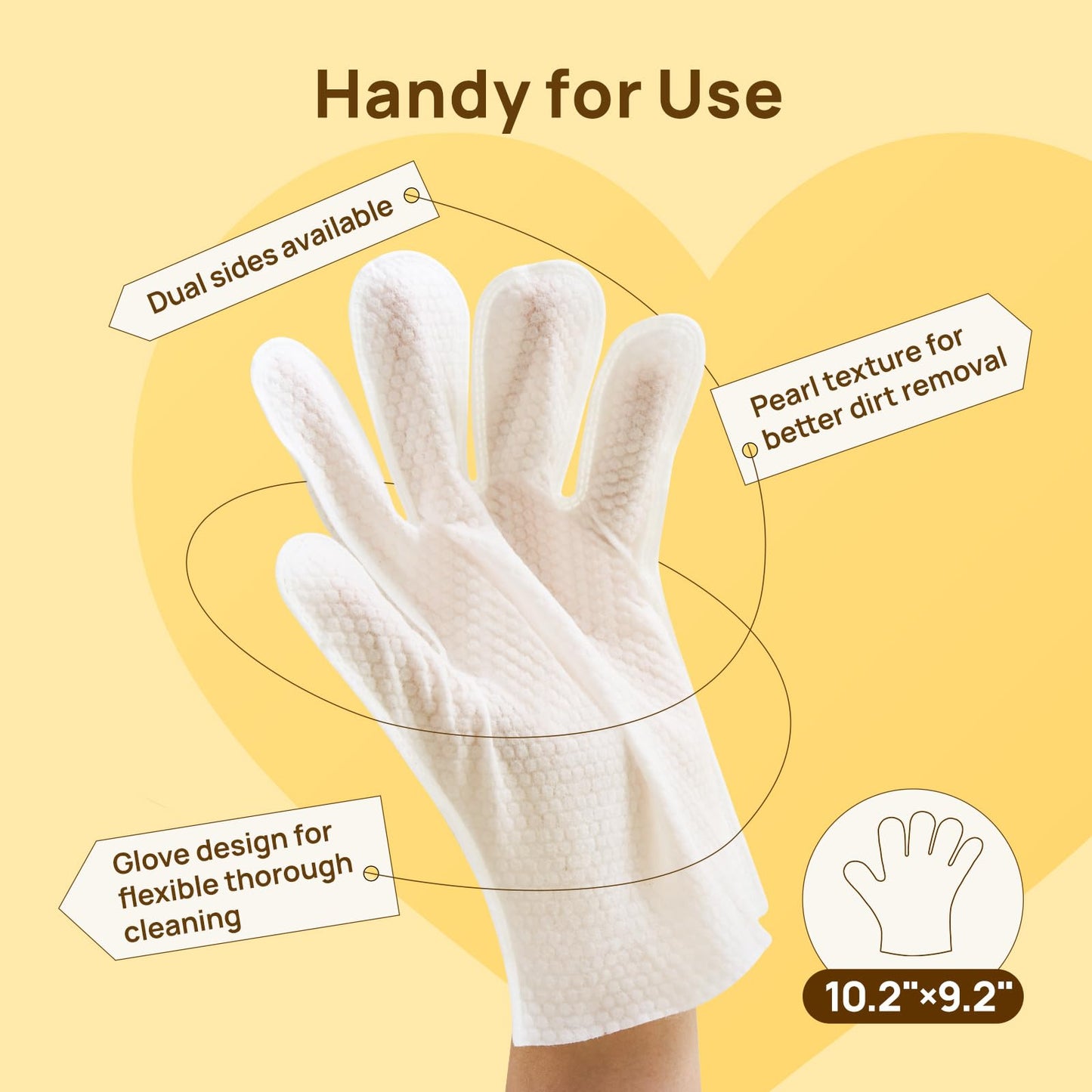 HICC PET Cleaning & Deodorizing Bathing Wipes for Dogs and Cats, Nourish Fur Coconut Oil Grooming Wipes for Dog/Cat, Pet Bathing Gloves Wipes for Daily Care and Traveling, Hypoallergenic