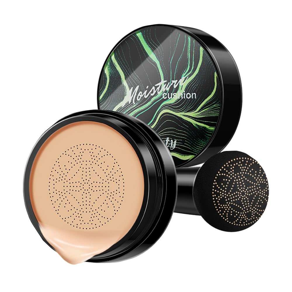 Mushroom Head Air Cushion CC Cream Foundation, Moisturizing Concealer BB Cream Nude Long Lasting Matte CC Cream Makeup Liquid Foundation (2pcs Natural)