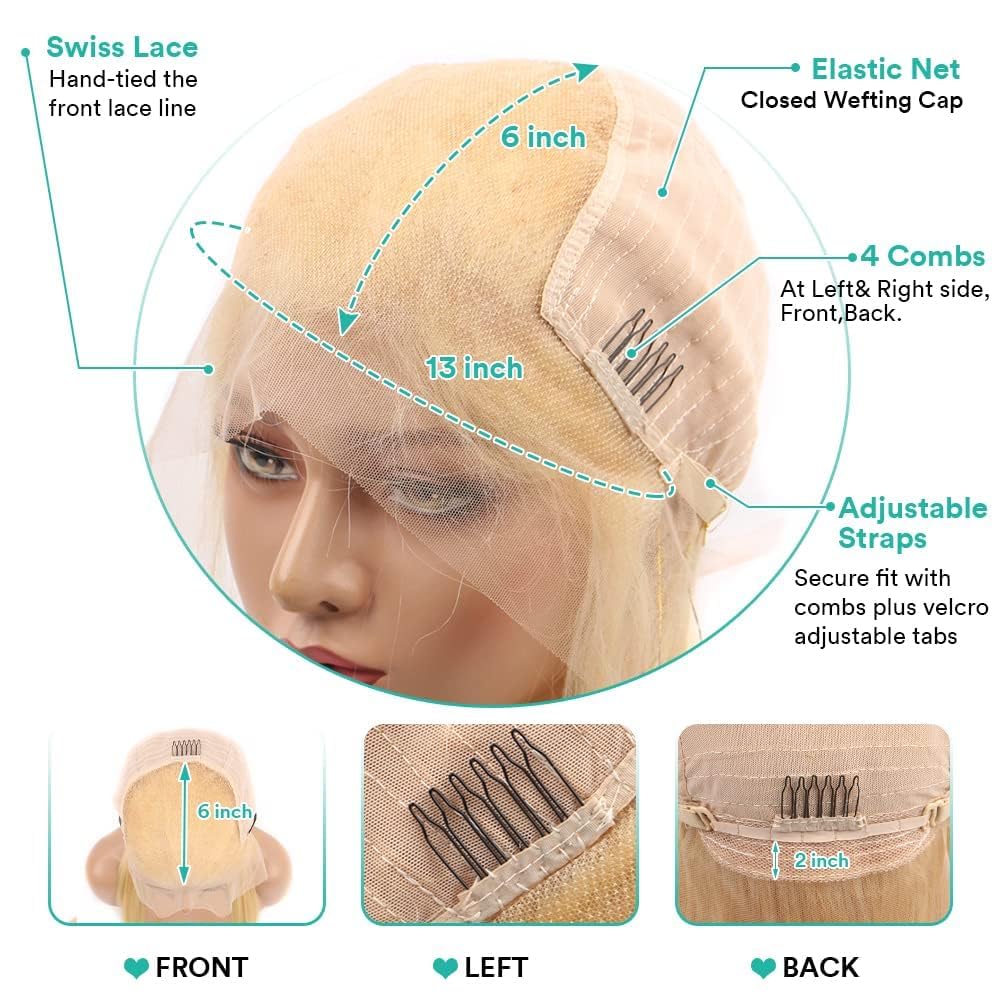 HOTLOVE 613 Lace Front Wig Human Hair, 13x6 Transparent Lace 613 HD Lace Frontal Wig For Women 200% Body Wave Blonde Lace Front Wigs Human Hair Pre Plucked With Baby Hair 20inch