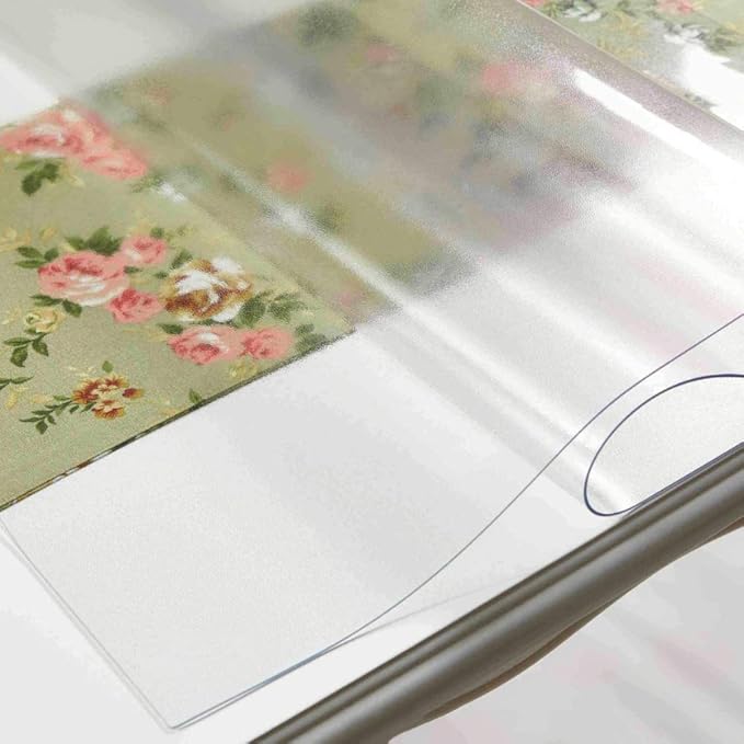 NECAUX Custom 39.4 x 94.5 Inch Frosted Wood Grain Table Pad Protector, 1.5mm Thick Transparent Non-Slip Dining & Conference Table Cover