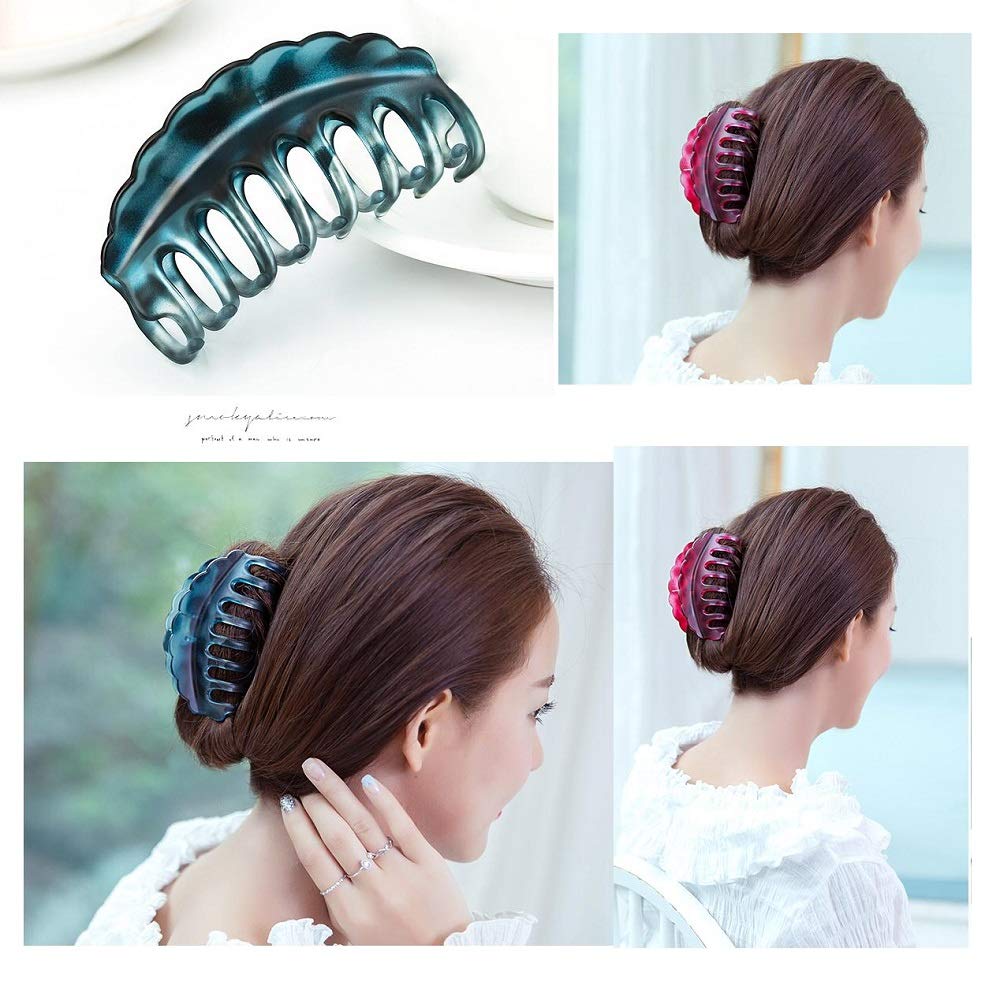 Rosette Hair Premium Chic Styling Hair Claw Clip, Strong Holding Power Hair Clips Clamps Indoor Outdoor Hair Grip Hairpins Hairgrip for Women and Girls Hair Barrettes For Thick Hair (Wine Red)