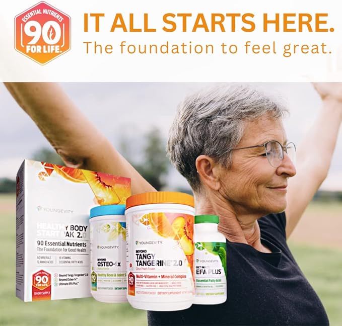 Youngevity Healthy Body Start Pak 2.0 | Complete All-in-One Nutrition | 60 Minerals, 16 Vitamins, 12 Amino Acids, 6 Essential Fatty Acids | Whole Foods, Pre/Probiotics + Bone and Joint Formula