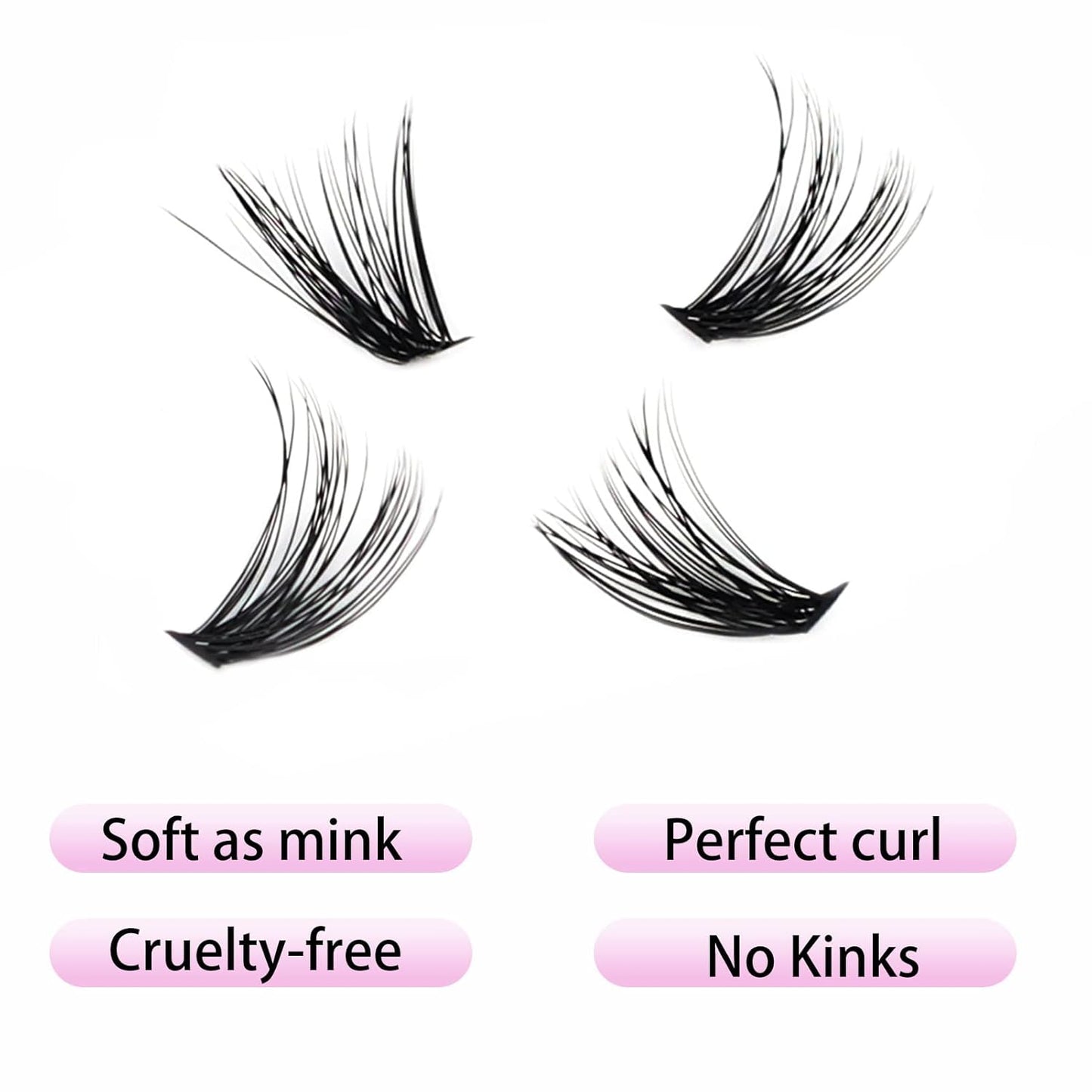 Lash Clusters LAUBESS Individual Lashes Waterproof Eyelash Clusters Mixed Tray Cluster Eyelash Extensions Soft Cluster Lashes for Beginners (40D-D-12)