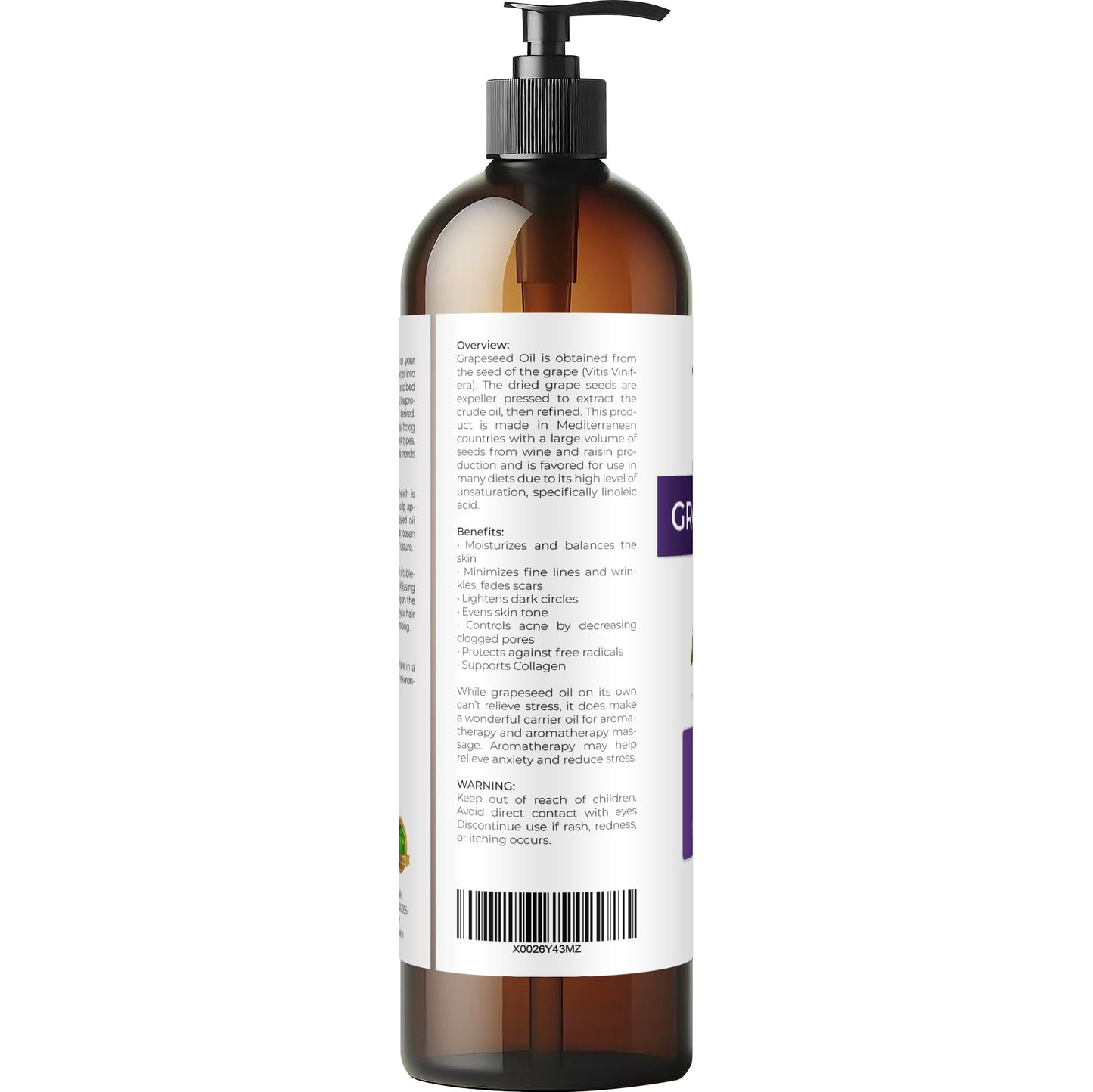 velona Grapeseed Oil 8 fl oz | 100% Pure and Natural Carrier Oil | Refined, Cold pressed | Cooking, Skin, Face, Body, Hair Care | Use Today - Enjoy Results
