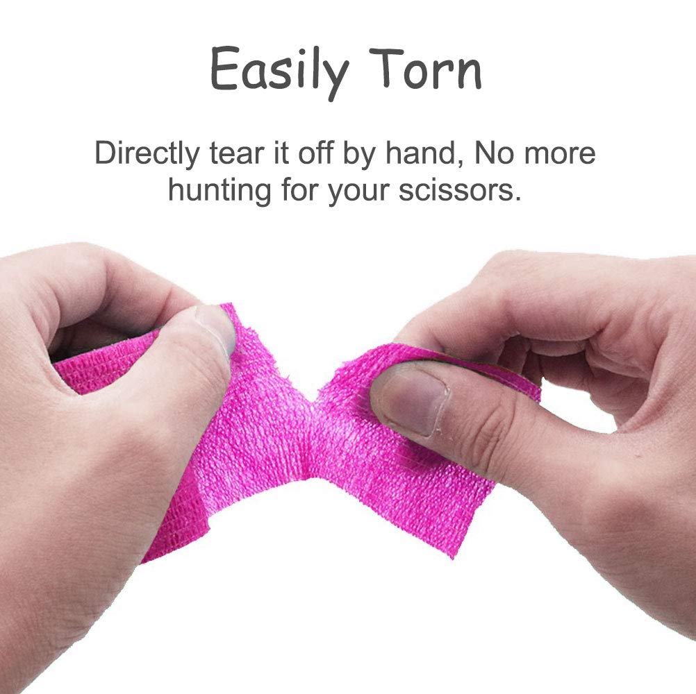 VideoPUP Tattoo Grip Cover Wrap,18PCS Disposable Cohesive Tattoo Grip Cover Elastic Bandage Handle Grip Tube for Tattoo Machine Tattoo Grip Accessories(Phosphor Pink)