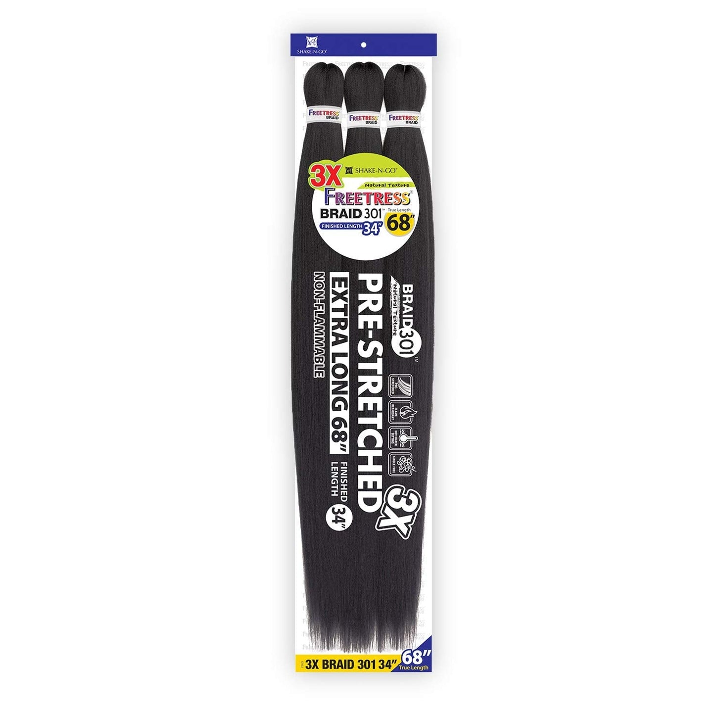 Freetress Braids Natural Texture Braids 3X Pre-Stretched Braid 301 34 inches (1-pack, T530)