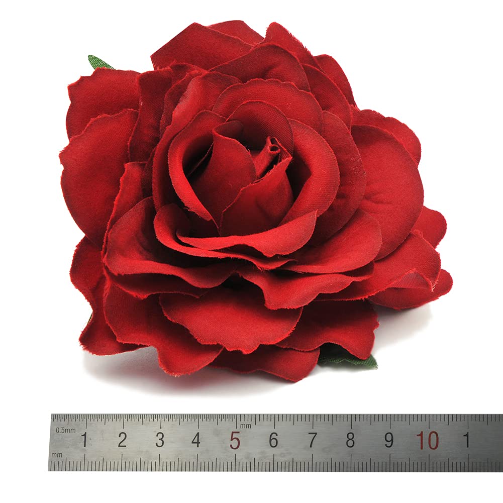 DRESHOW 5 Pcs Rose Hair Clip Flower Bridal Hair Pins Rose Brooch Floral Clips Head Ornament Wedding Hair Accessories Flamenco Dancer Hair Clip for Women Girls