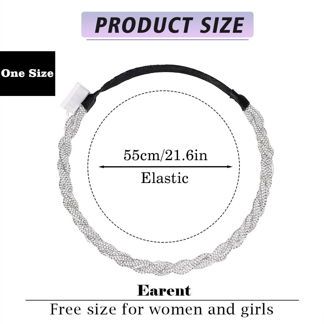 EARENT Light Up Rhinestone Headband Silver Led Crystal Headpiece Glowing Head Chain Sparkly Bridal Rave Costume Hair Accessories for Women(B-Silver)
