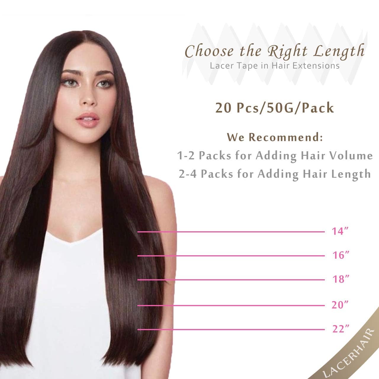 LacerHair Tape in Human Hair Extensions 16 Inch 50g Balayage #4 Dark Brown Fading to #18 Dark Ash Blonde 20pcs 50g Invisible Double Sided Seamless Skin Weft Real Remy Human Hair Extensions Tape in