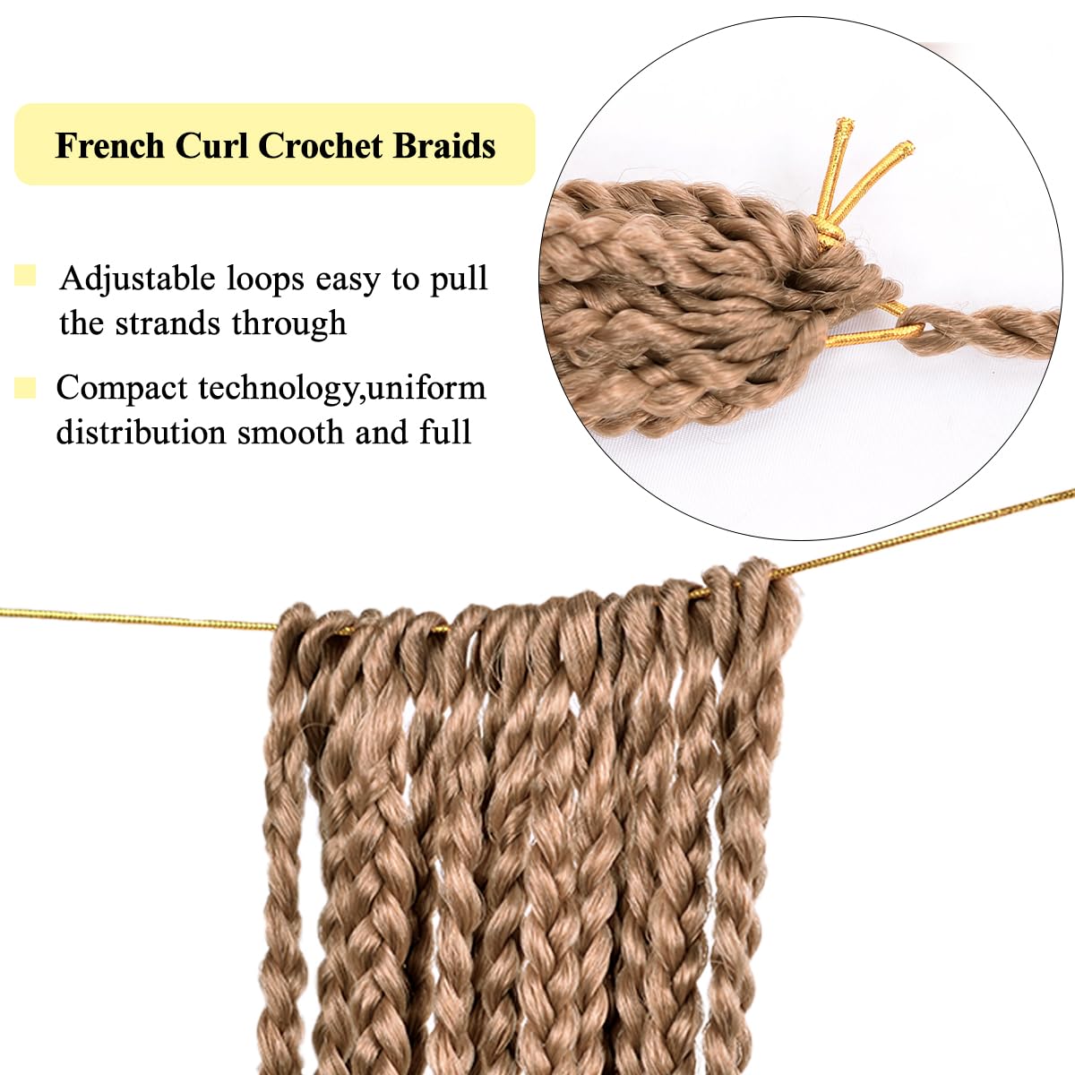 French Curly Crochet Braids Hair 8pack Loose Wavy Pre Stretched 27# Synthetic Spiral Curly Crochet Braids 24Inch Synthetic French Curly box braids Hair With Curly Ends (24 Inch,8 Packs,27#)