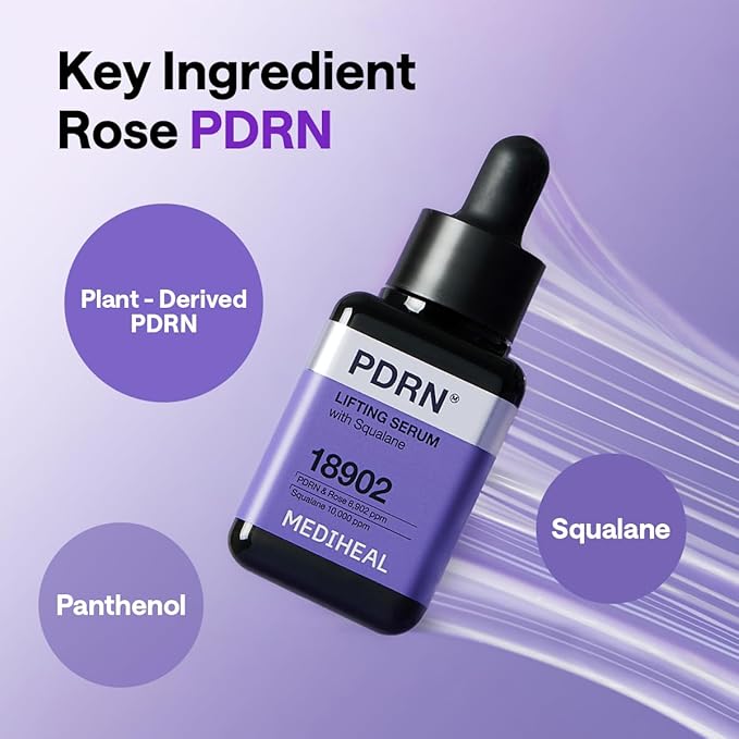 Mediheal PDRN Lifting Serum with Squalane 1.35 fl.oz - Korean Face Serum for Natural Glass Glow Skin, Pore Care & Skin Firming, Deep Moisturization