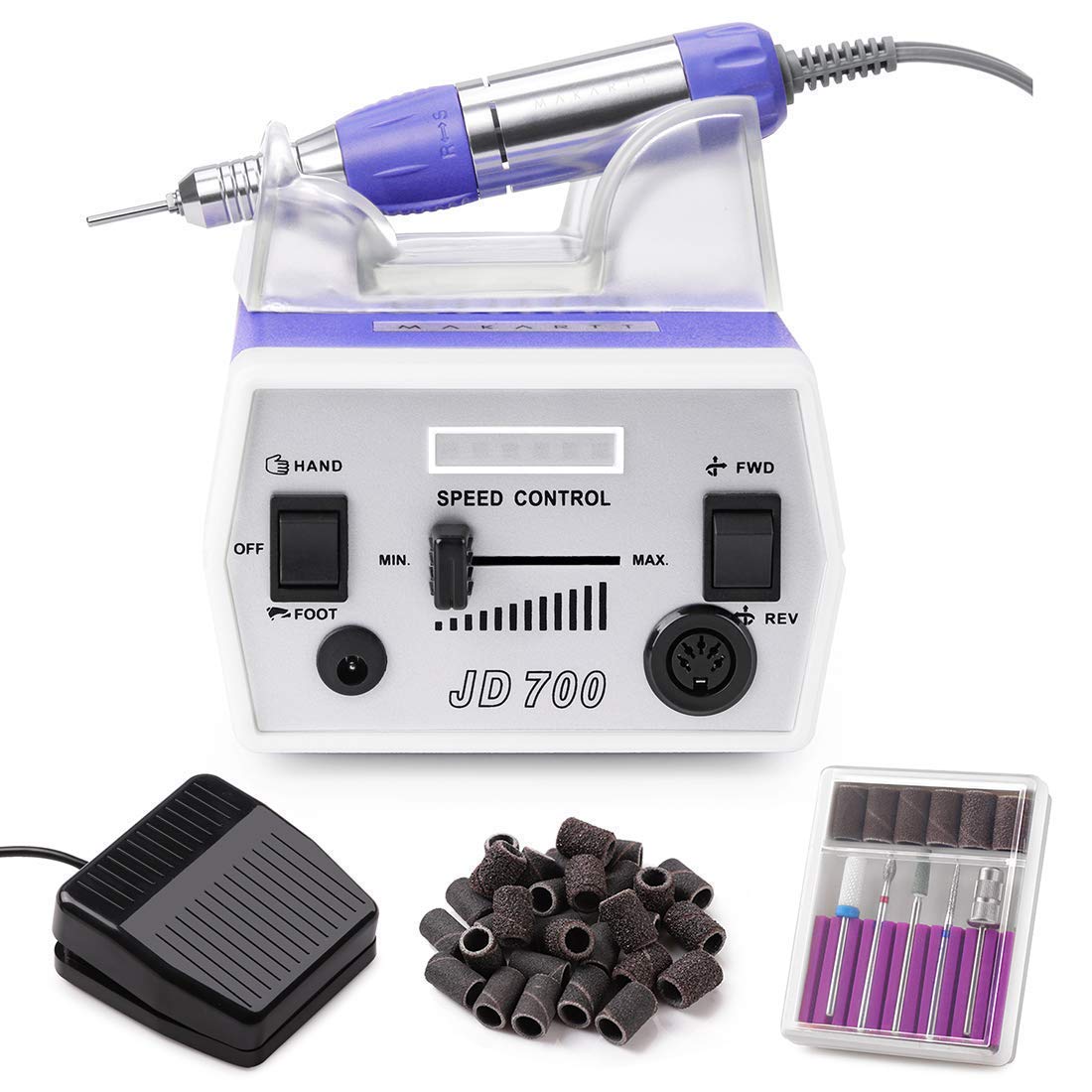 Makartt Nail Drill Electric Nail File Machine JD700 with Nail Drill Bits Fine Efile Bits Tungsten Carbide Bundle