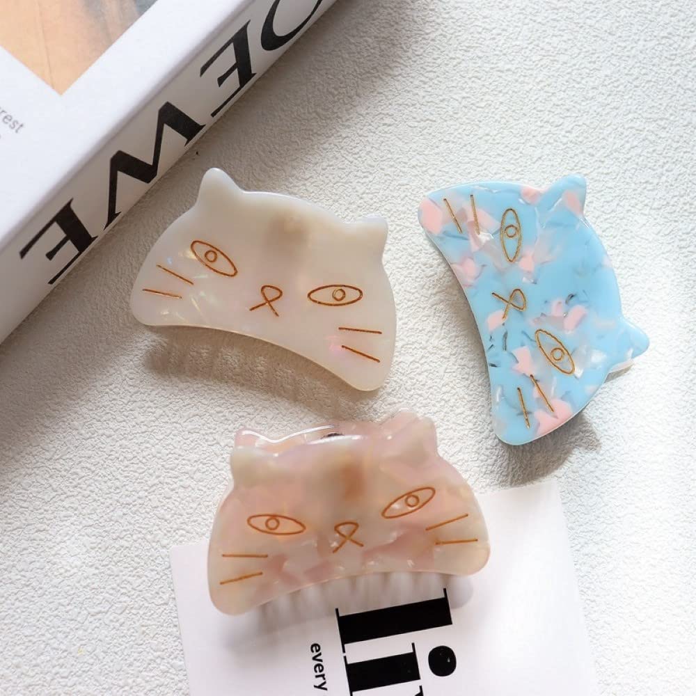 Cute Cat Head Hair Clips,Cellulose Acetate Hair Clips,Small Claw Clips for Girl,Hair Accessories,S5