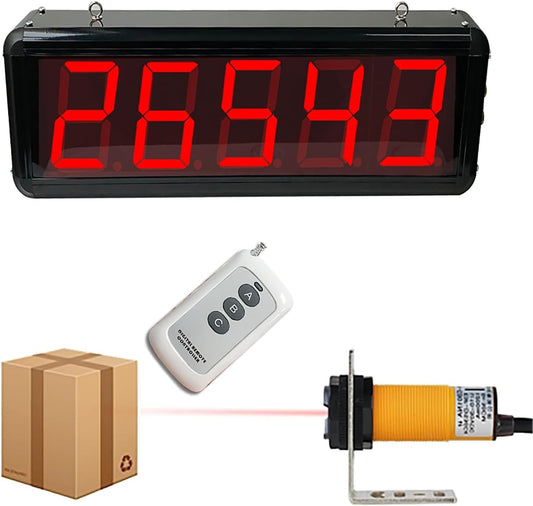 Digital Counter, Production Line Counter with Infrared Through-Beam Probe, Counting Up to 99999, Sensor Distance 5M, Power-Off Memory Function, Suitable for Factories and Workshops