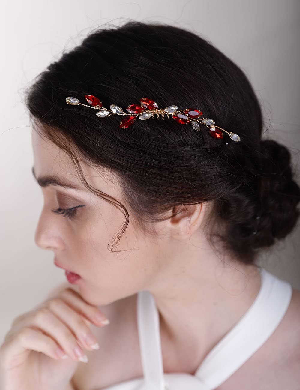 Chargances Bridal Rhinestone Hair Comb Wedding Green Crystal Hair Vine Comb Vintage Handmade Hair Accessories for Bridesmaid Prom Flower Girls (Malachite green)