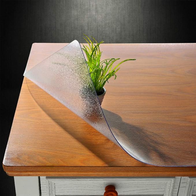 NECAUX Custom 16 x 59 Inch Frosted Desk Cover Protector, 1.5mm Thick Plastic Heavy Duty Table Pad Desk Mat Desk Protector for Office Computer Writing Desk, Sofa Table, Media Stand, Coffee Table