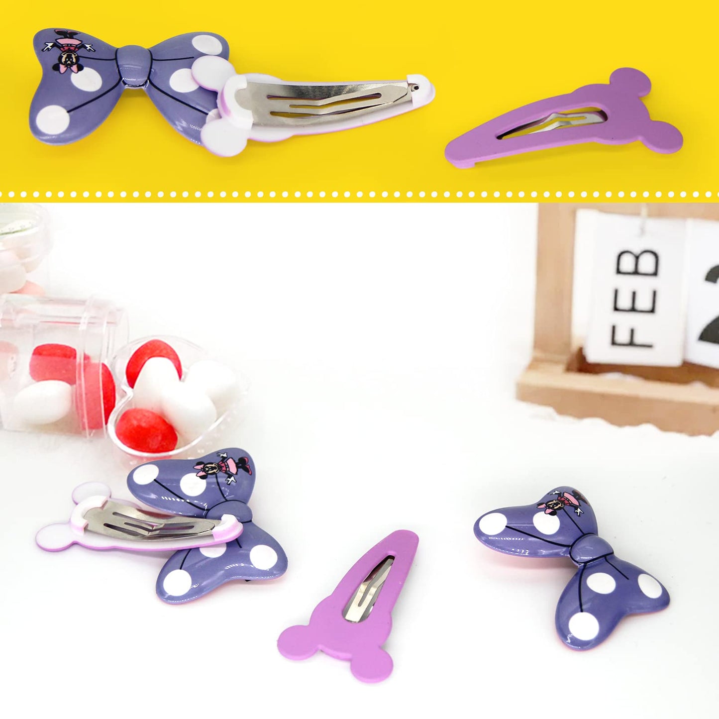 Hair Clips, 2 Pairs of Bow Shape Cartoon Design Hair Accessories for Girls Snap Hair Clips Party Bowknot Children's Gift 4 Pieces (Purple) by TANLOMY