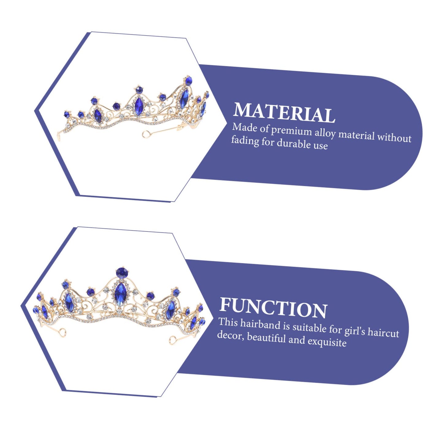 DRESSOOS Baroque Crown Cosmetic Containers Diamond Headband Blue Wedding Bridal Hair Decors Gold Tiara Pearl Decor Gold Wedding Decor Nurses Hat Zinc Alloy Miss Make up Small Crown