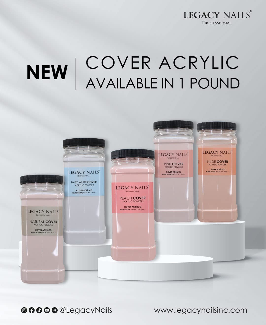 Legacy Nails Professional Cover Acrylic Powder, 1 Lb - Ideal For French Nail Art, Create Nail Art, Nail Extension That Provide a Healthy, Natural Look To Nails (COVER PEACH)