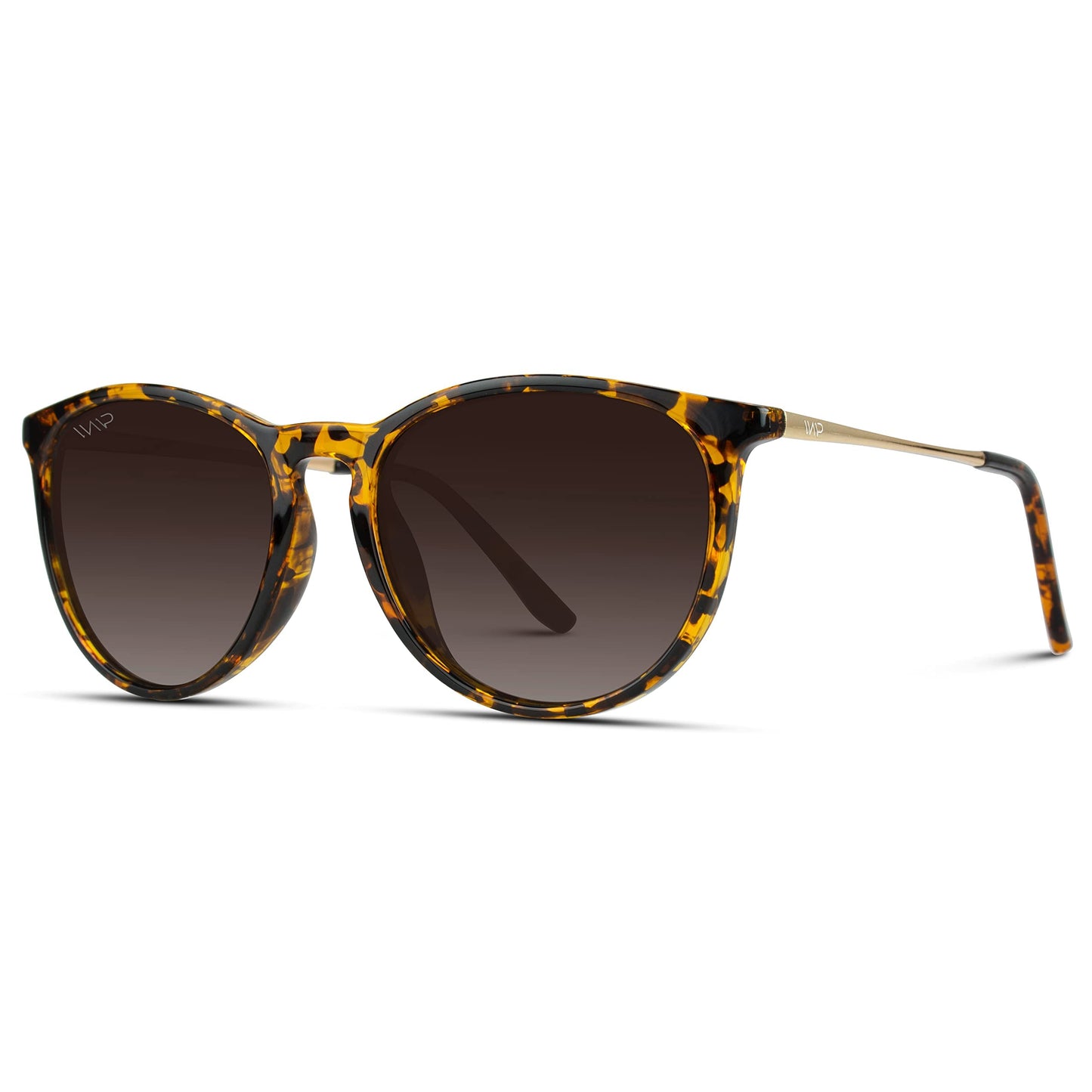 WearMe Pro Women's Round Sunglasses with Polarized UV Protection, Trendy Retro Designer Style (Tortoise Frame/Brown Lens)
