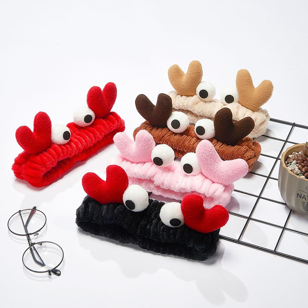 CJKDXDH Spa Headband for Washing Face Cute Crab Eyes Skincare Headband for Women Girls Microfiber Makeup Headband Creative Hair Accessories (Khaki)