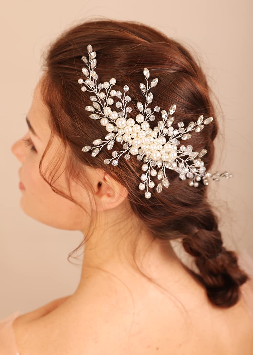Kercisbeauty Wedding Bridal Pearl Silver Hair Comb Women and Girls Vintage Hair Accessory Updo Hair Jewelry (Silver)