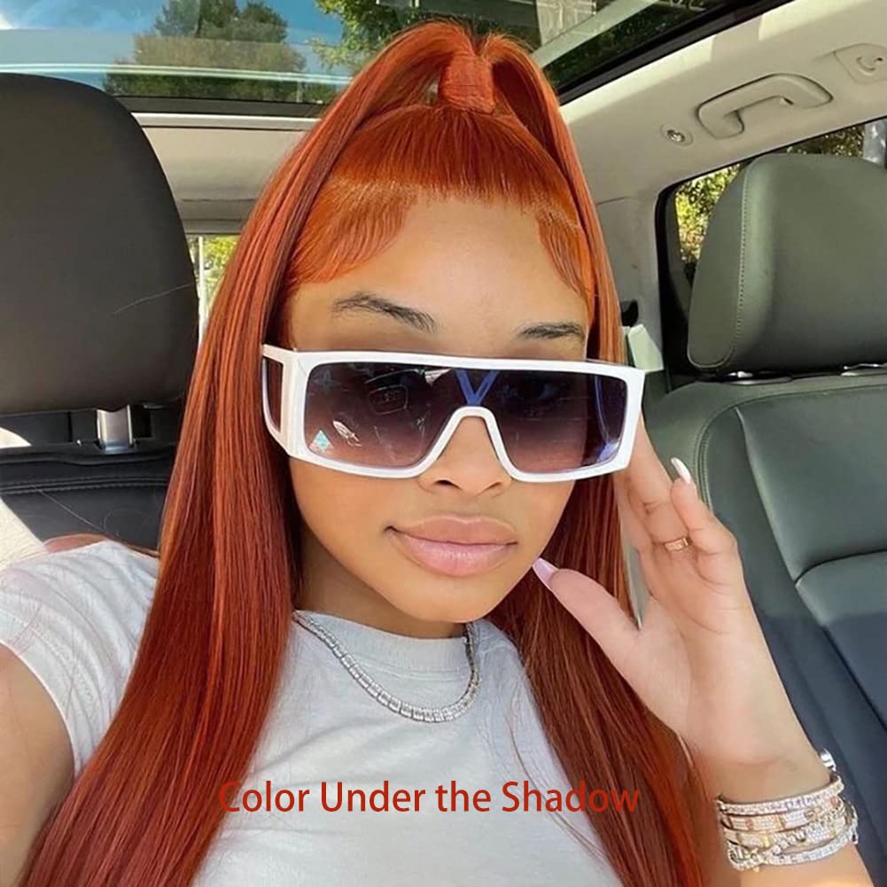 Ginger Orange Human Hair Lace Front Wig - 180% Density, Pre-Plucked, Baby Hair, 13x4 Straight Lace Frontal Wig for Black Women (18 Inch)