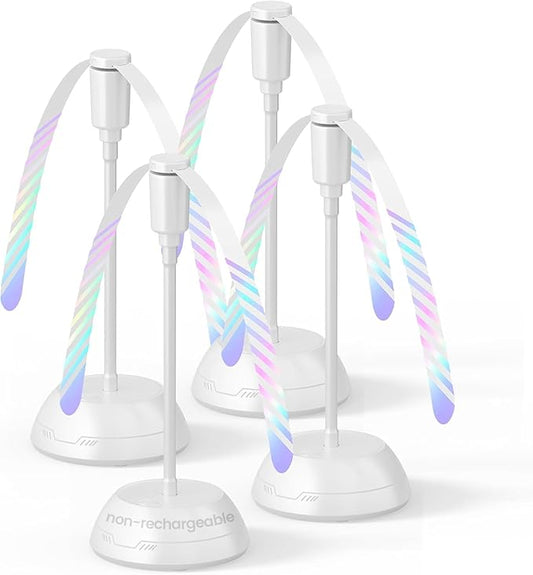 4Pack Food Fan for Table, AA Battery Powered, Portable Fan with Flexible Gooseneck and Soft Blades, Soundless Table Fan for BBQ, Picnic, Party, Patio (Non-rechargeable,White)