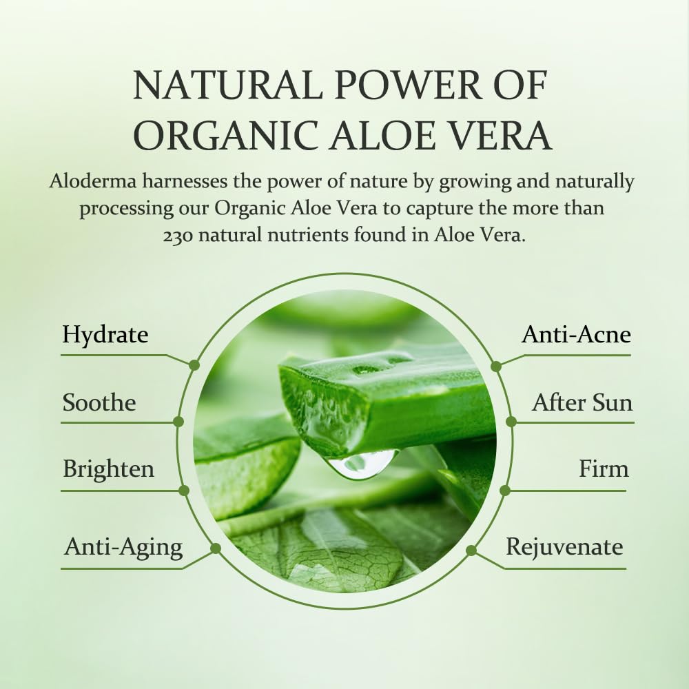 Aloderma Signature Aloe Hydrating Set - 5 Pieces - Aloe Vera Gel, Cleanser, Toner, Serum, Cream