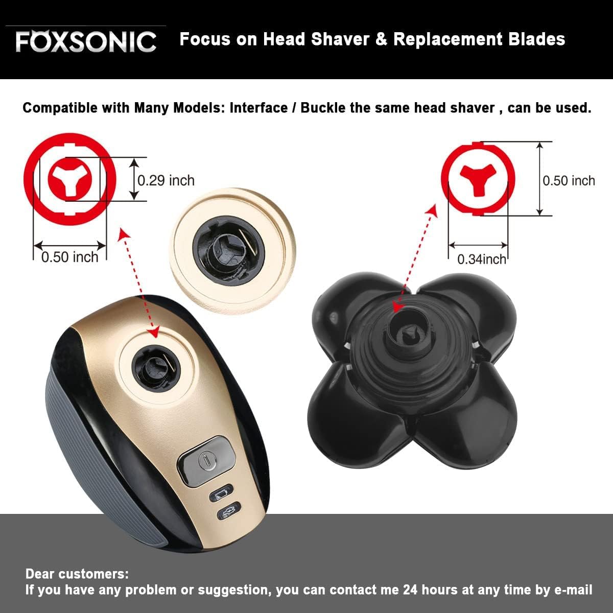 FOXSONIC 2 Universal 5 Blades Head Shaver Replacement Heads for Head Shaver, Head Shaver Replacement Blades