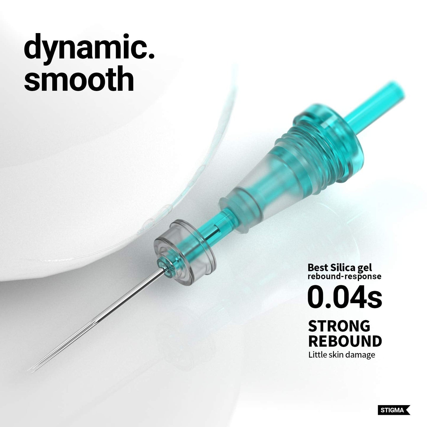 STIGMA Aquamarine Knight Tattoo Cartridges #10(9RS) 20Pcs Round Shader 0.3mm Bugpin X-Taper Disposable Tattoo Needle Cartridges with Membrane EN02B-20-1009RS