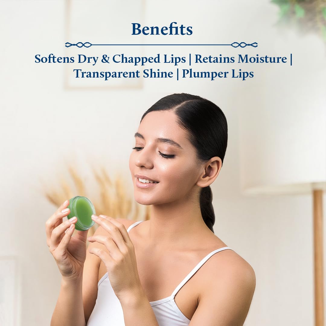 Blue Nectar Herbal Ayurvedic Lip Balm with Green Apple Vitamin C & Organic Ghee for Dry Lips | Hydrating Lip Gloss with Clean Ingredients (0.35 oz, 10 herbs)