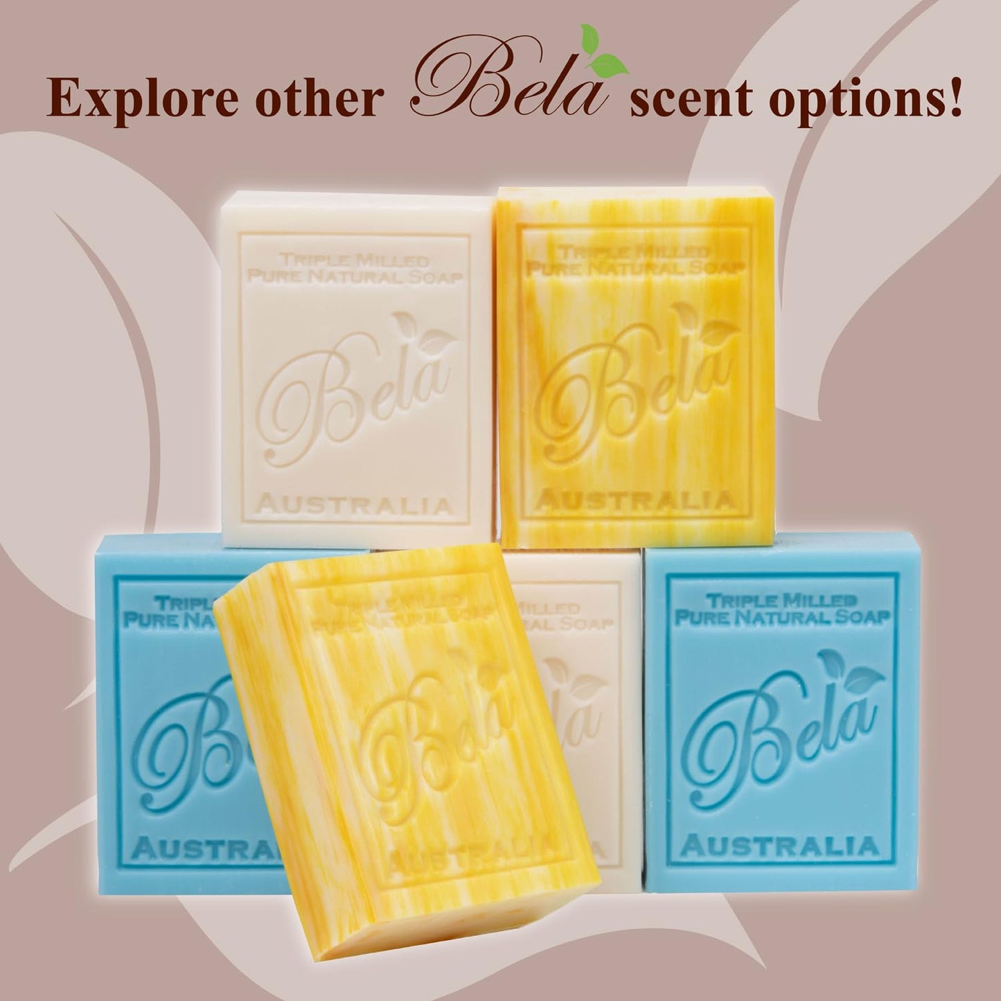 BELA - Triple Milled Pure Natural Soap Bars - Goat's Milk & Sea Salt, 3.3 oz (Pack of 6) - Organic Shea Butter - Rich Creamy Lather - Triple French Milled - Long Lasting - Made in Australia
