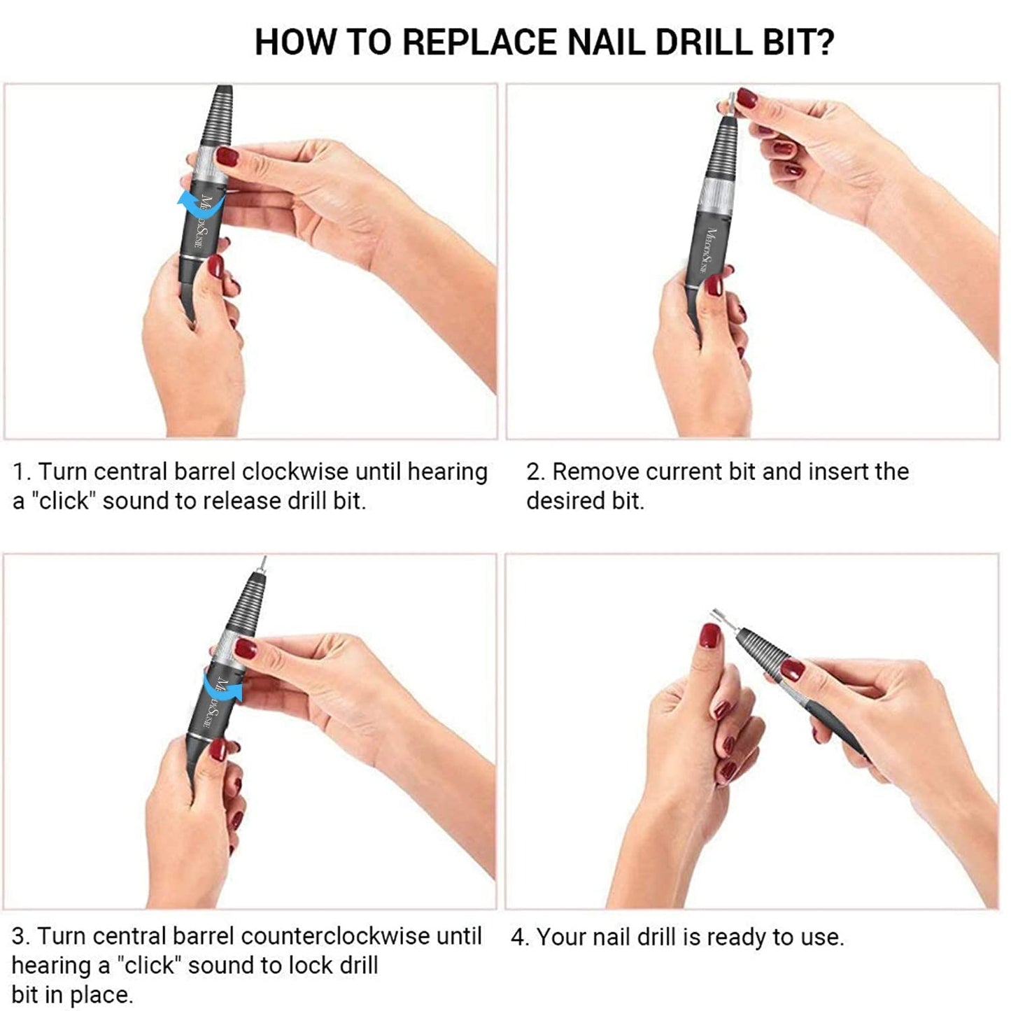 MelodySusie Professional Rechargeable 30000 RPM Nail Drill, Portable Electric E File Scamander, Acrylic Gel Grinder Tools with 6 Bits and Sanding Bands for Manicure Pedicure Shape Carve Polish