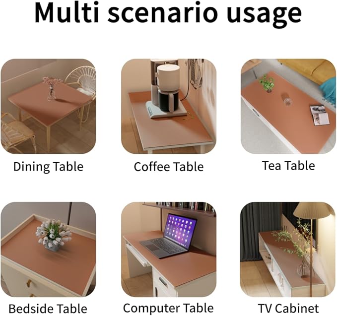 Leather Table Cover,1.8mm Thick,48x60 Inch Table Protector,Table Protector for Dining Room Table,Table Pads for Dining Room Table Rectangular.(Brown+Gray,48x60)
