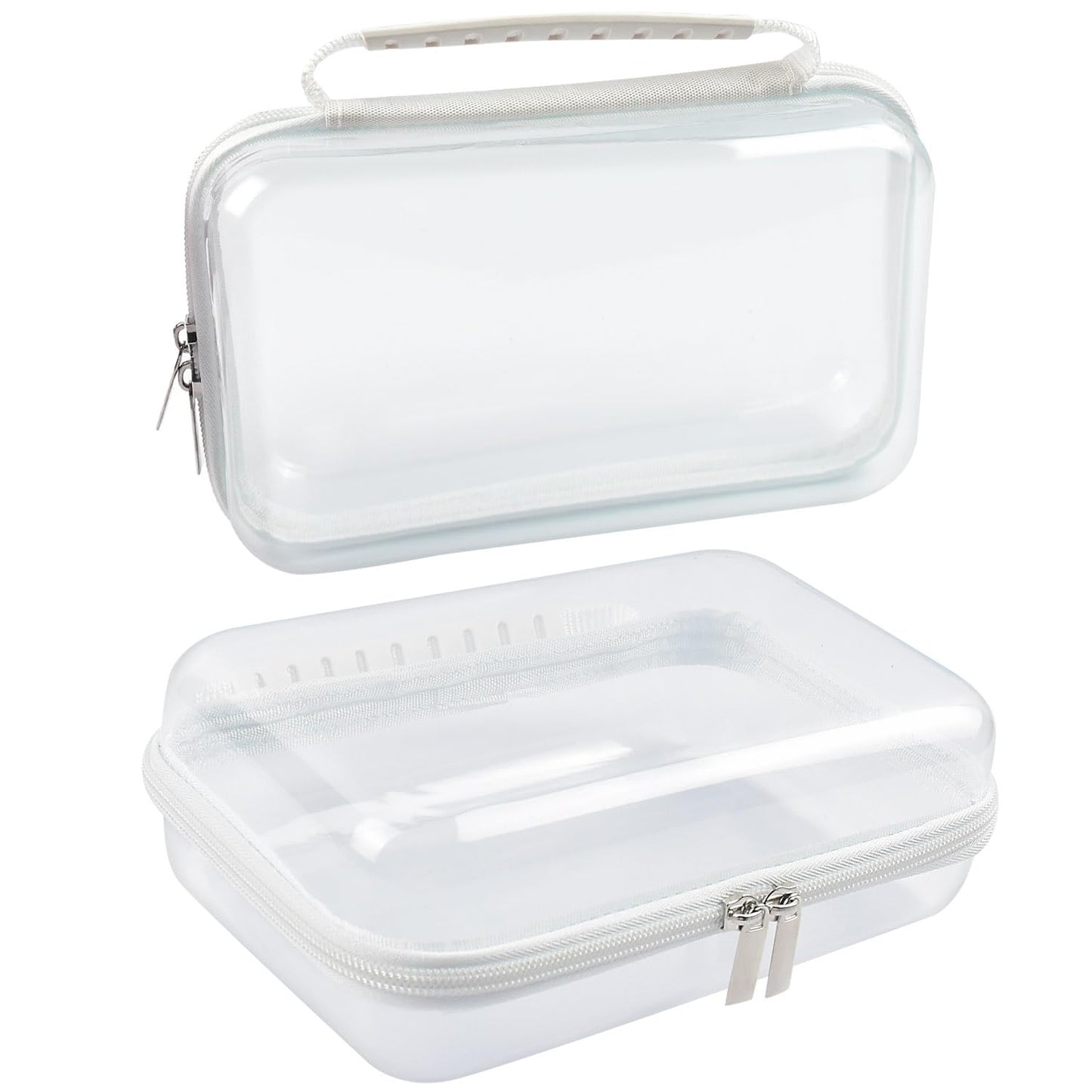 SameTech Hard Pouch, 2pcs Clear Hard Shell Zipper Case, Clear Plastic Storage Box Containers Small Toiletry Bag for Small Items, Toys, Building Blocks, Puzzles, Cosmetics & Stationery
