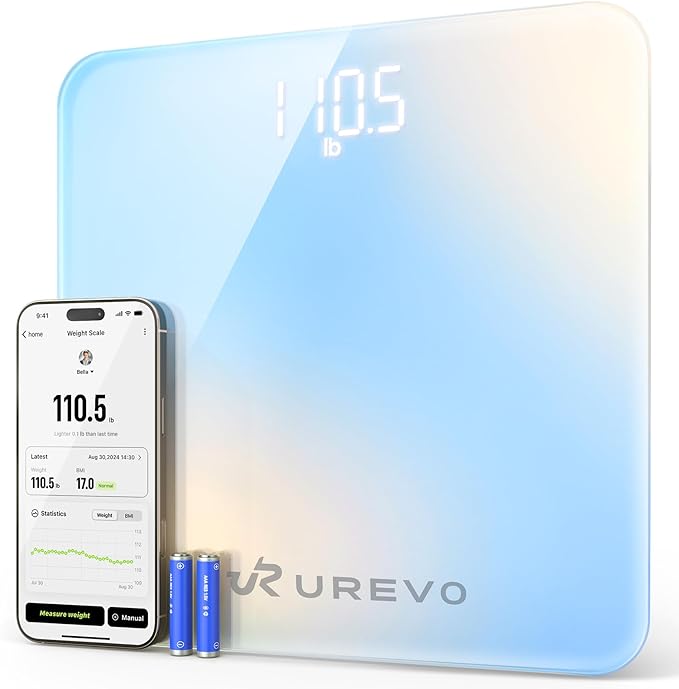 UREVO Smart Scale for Body Weight+UREVO Walking Pad, Under Desk Treadmill