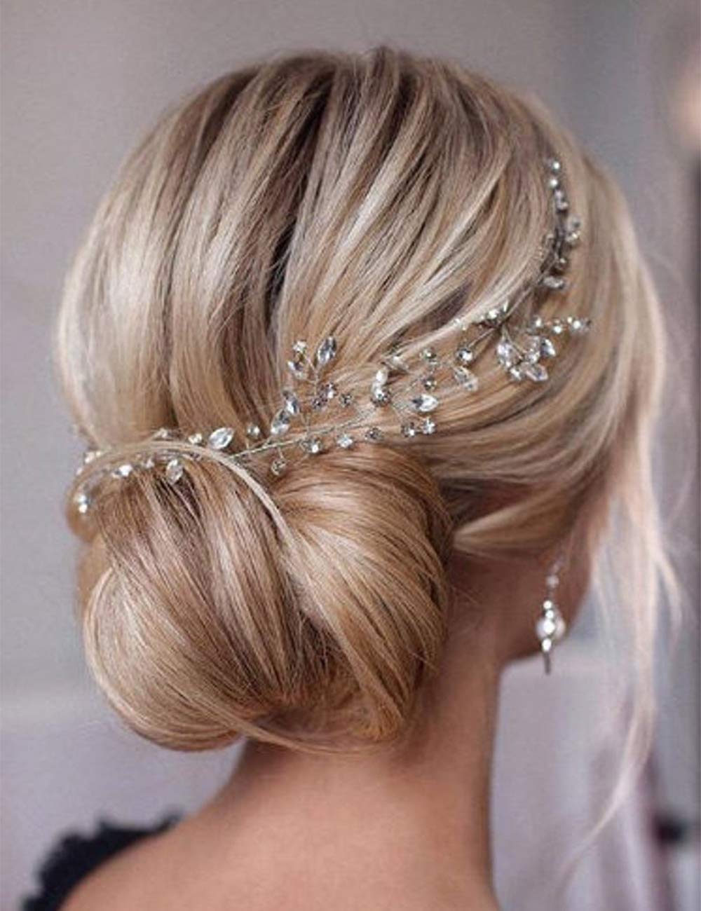 Anglacesmade Bridal Crystal Hair Vine Branch Rhinestone Headband Opal Wedding Headpiece for Bridesmaid Bride Prom Party Festival Hair Weaths for Women and Girls (Gold)