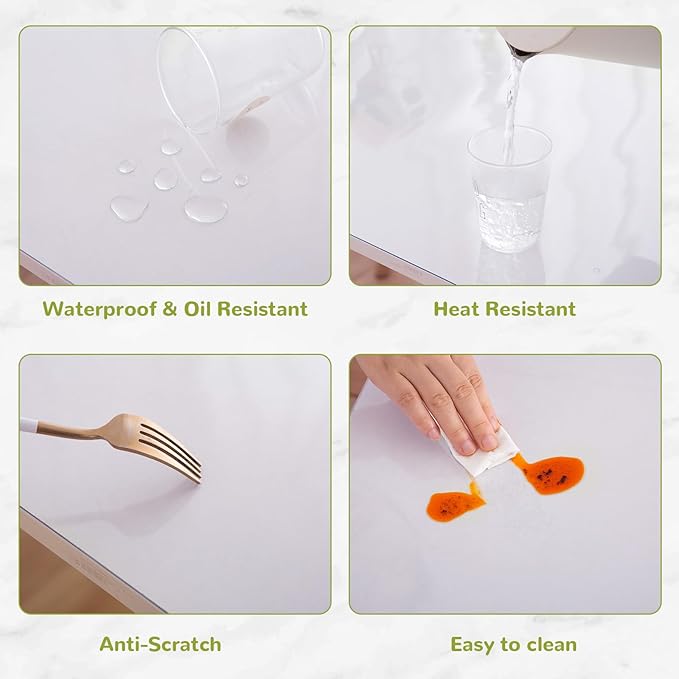 20 x 72 Inch Clear Table Cover Protector, Clear Table Protector for Dining Room Table, 1.5mm Plastic Table Cover, Waterproof Table Pad for Kitchen, Office