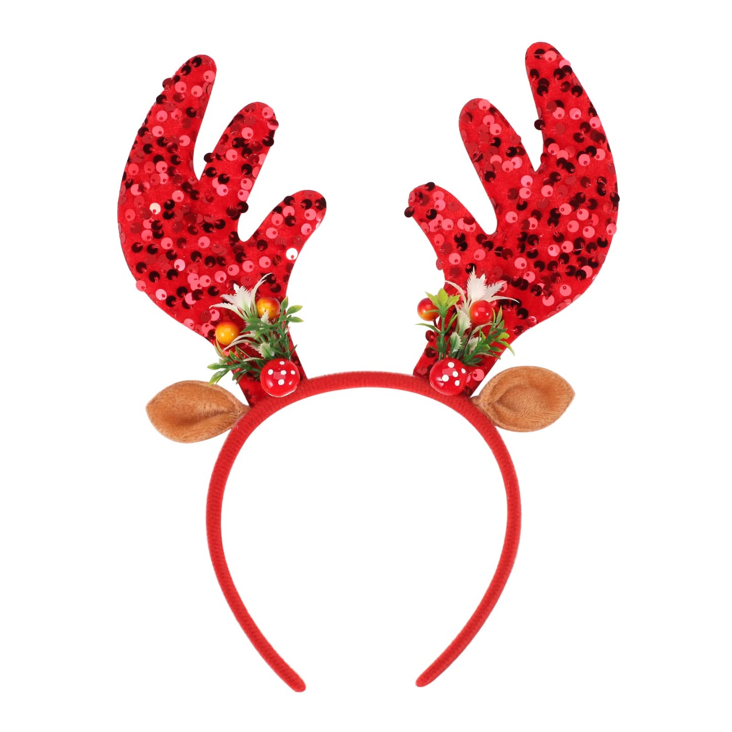 Twinfree 2 Pcs Antlers Headbands Ears Flower Hat Headwear with Sequins for Costumes Party Favors