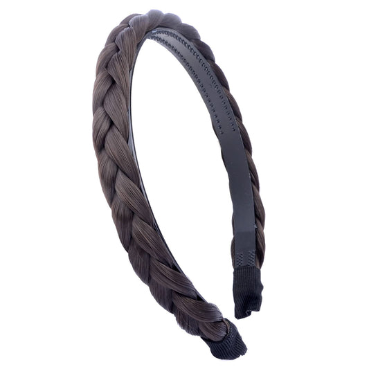 DIGUAN Headband Synthetic Hair Plaited Headband Braid Braided With Teeth Hair Band Accessories for Women Girl Wide 0.6 Inch (Thin-chocolate)