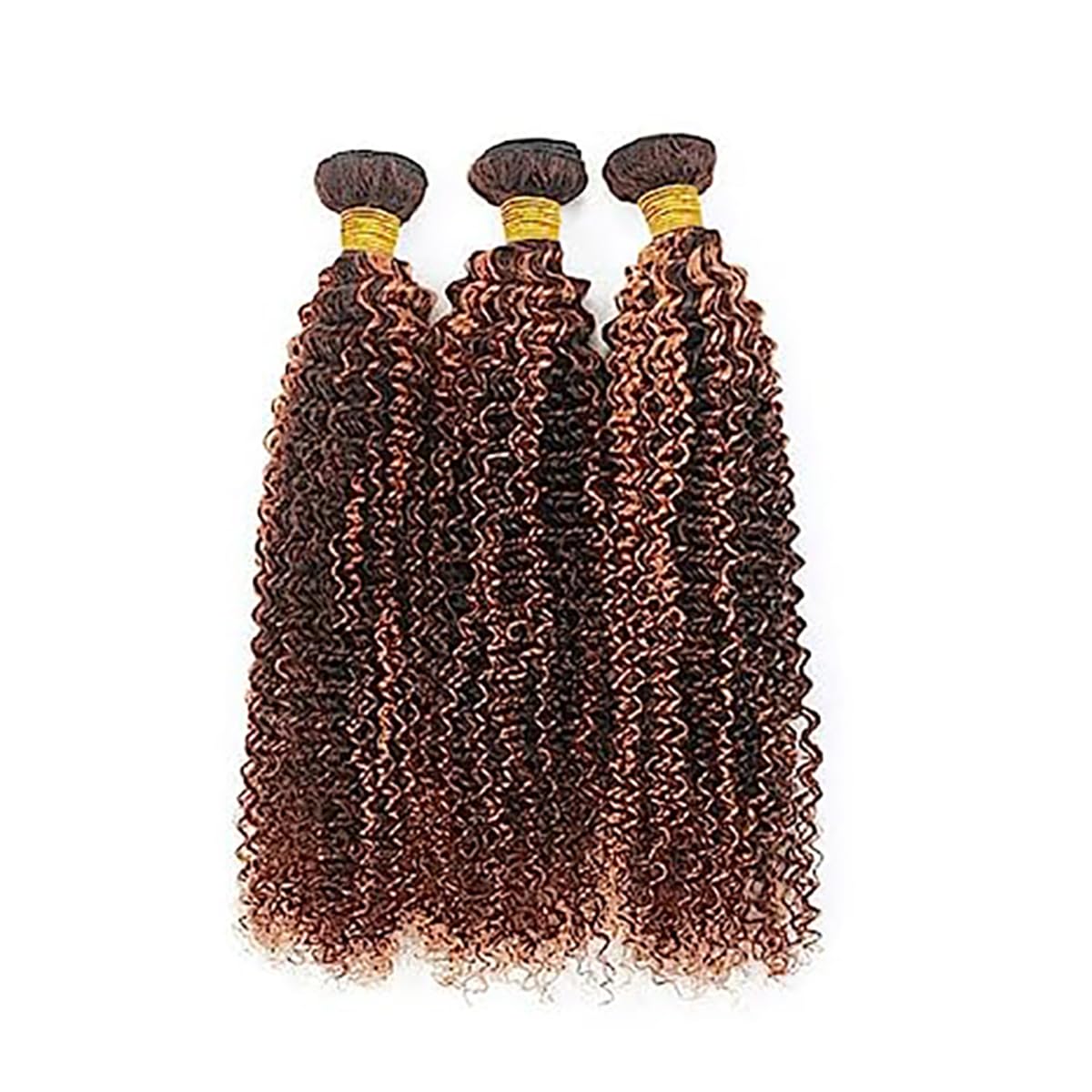 HeioWuio P4/30 Curly Wave Human Hair 3 Bundles Highlight Brazilian Remy Human Hair Extensions Brown and Dark Brown Unprocessed Virgin Hair Bundles 16 18 20 Inch
