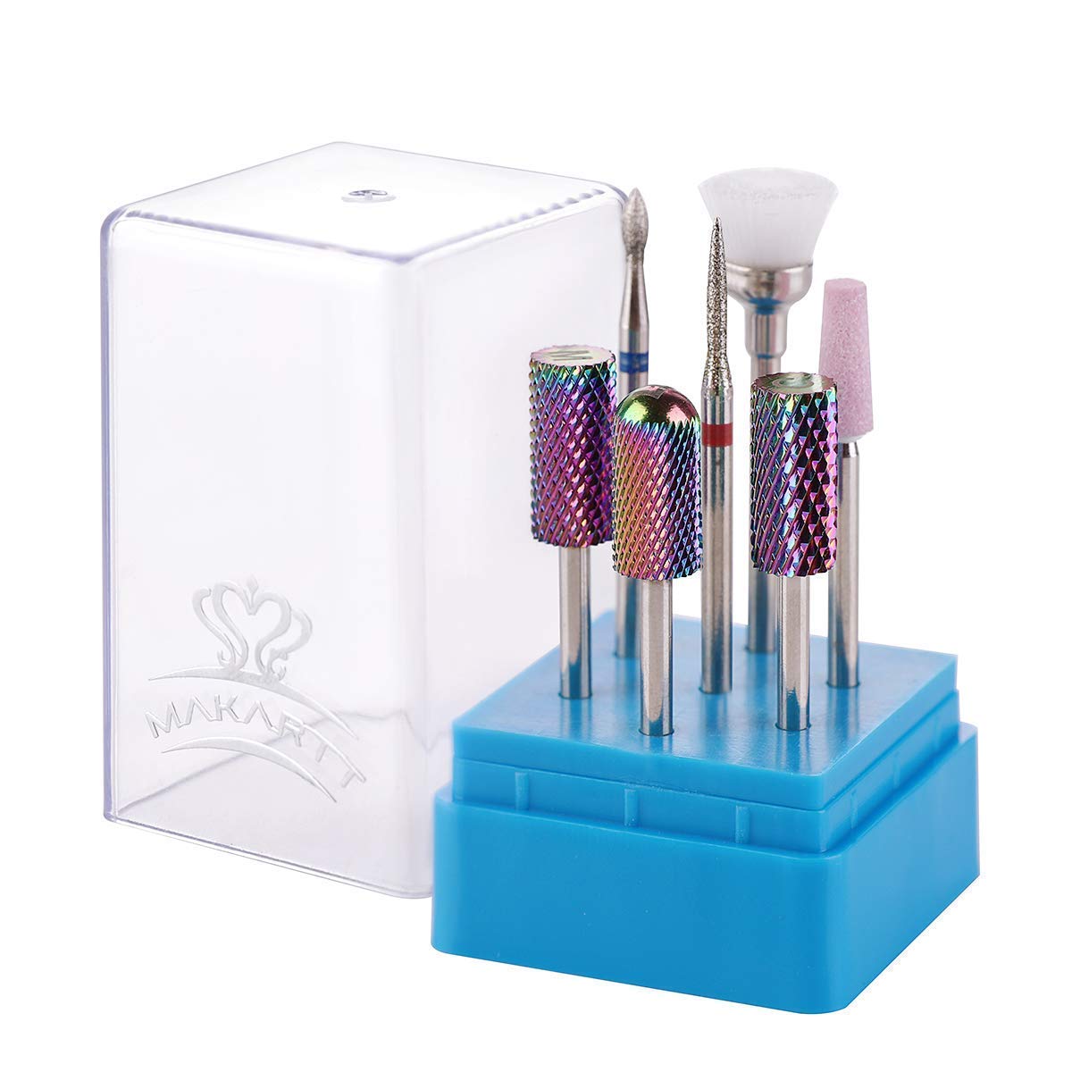 Makartt Nail Drill with Nail Bits Bundle, Electric Nail Drill Machine and Carbide Diamond Ceramic Acrylic Nail Drill Bits 7Pcs Remove Acrylic Nail