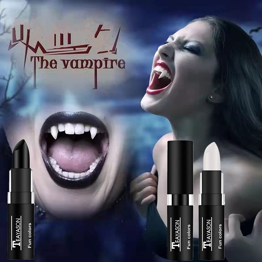 Go Ho 2 PCS Makeup Clown White and Black Cream-Blendable Stick - Eye Black&Face Body Paint Professional Halloween FX Makeup,Safe Facepaint Nose&Lip Smacking for Sports(White+Black)