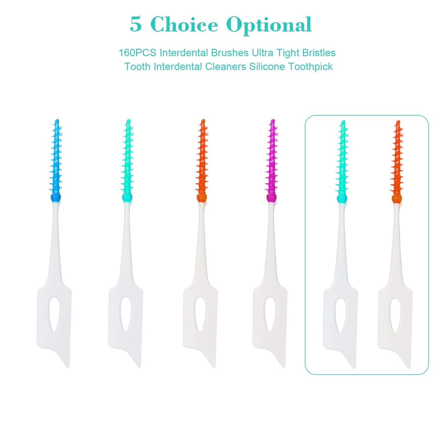 Layhou 160PCS Interdental Brushes Dental Picks for Teeth Ultra Tight Bristles Tooth Interdental Cleaners Silicone Toothpick Brush Cleaners Disposable Brushes Teeth Soft Toothpick