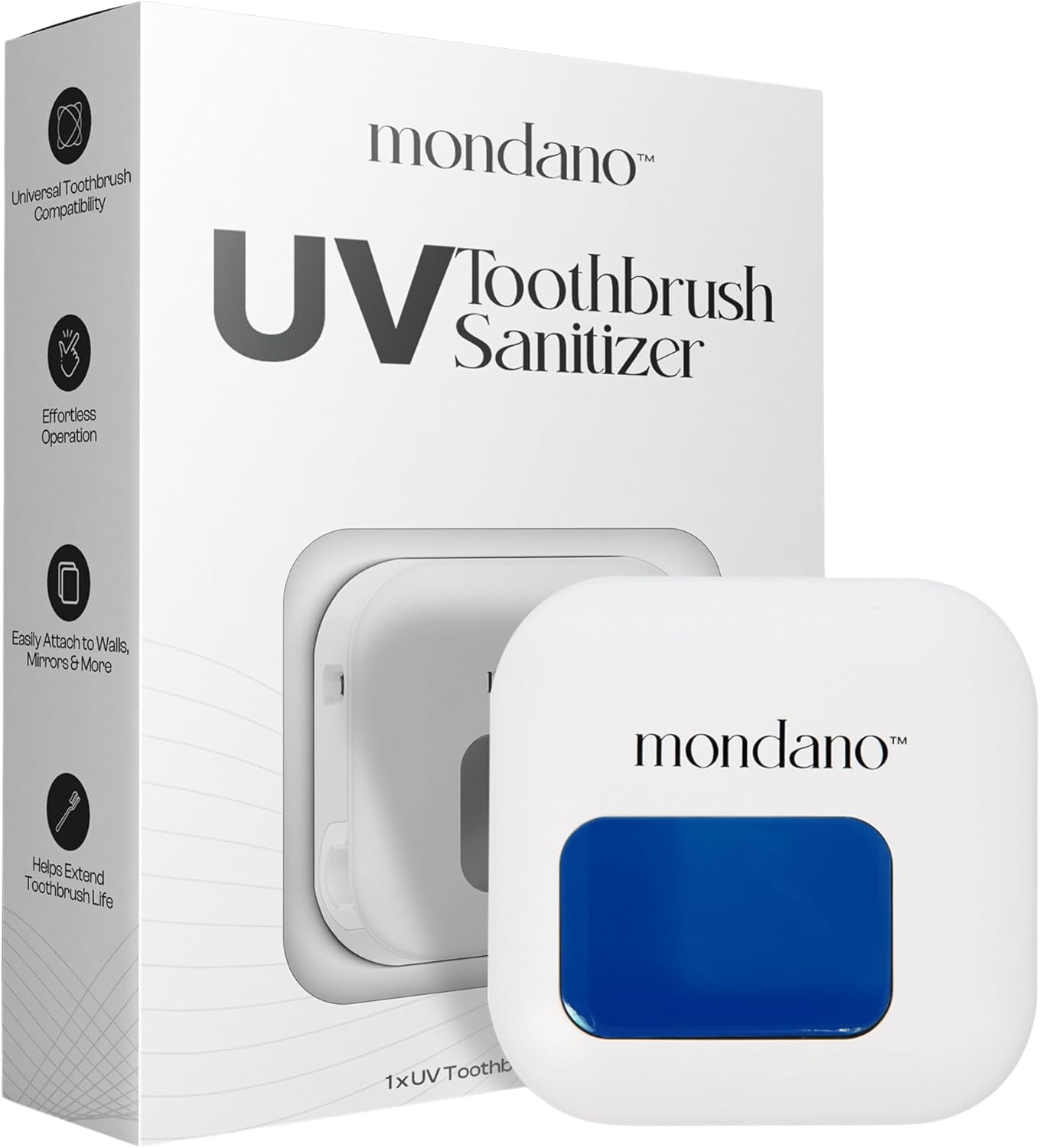 Mondano UV-C Toothbrush Sanitizer and Holder, Toothbrush Case - Manual/Electric Toothbrush Cover for Any Toothbrush Head - Rechargeable Toothbrush Travel Case, Tooth Brush Cover Cap for Home